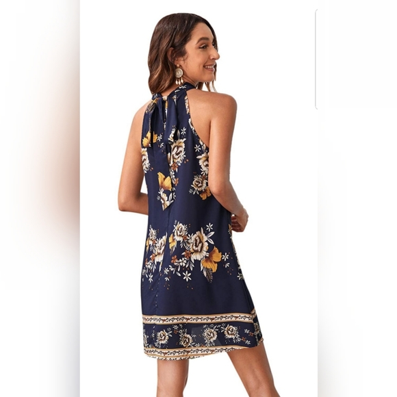 TAVIMART  -  Women s Elegant Floral Print Sleeveless Halter Neck Maxi Dress with Ruffle Hem and Tie Waist for Summer Beach Wedding Party